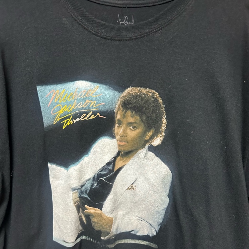Black Officially licensed Michael Jackson Thriller Album Cover T-Shirt